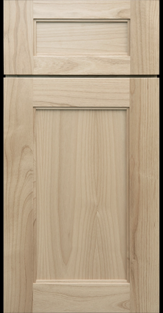 Denver Blondie natural wood cabinets with light semi-gloss stain and wide stiles with molding.