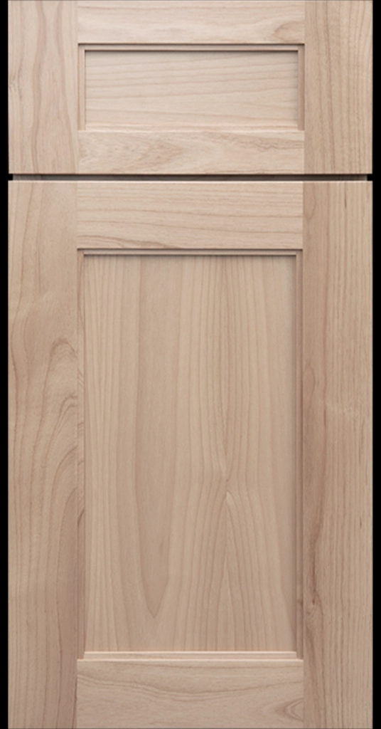 Denver Ghost Matte Shaker cabinet in natural wood with light stain and inside molding.
