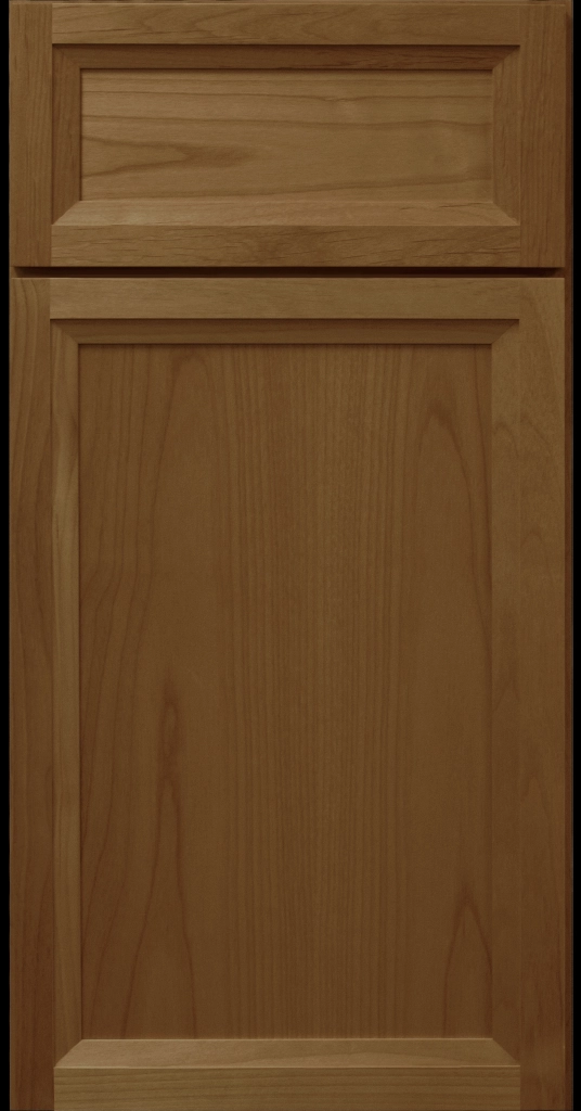 Littleton Perfect Brown Cabinet with Dark semi-gloss stain on natural wood and tapered inside molding.